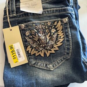 Miss Me Blue Embroidered Boot Cut Jeans